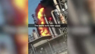 Photo of فيديو يرصد حريقا هائلا بمصفاة للنفط في تكساس